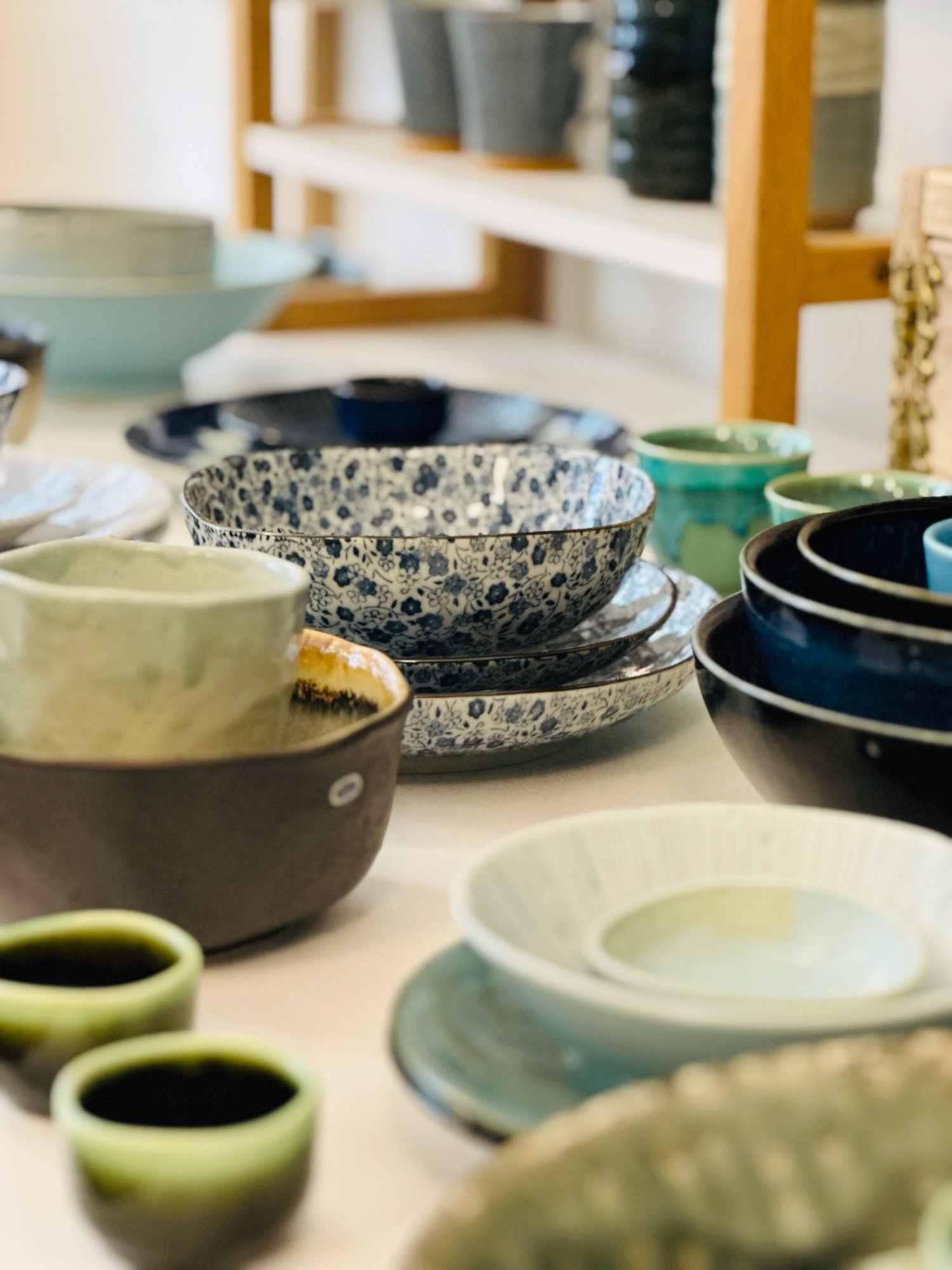 Ceramics display in the shop