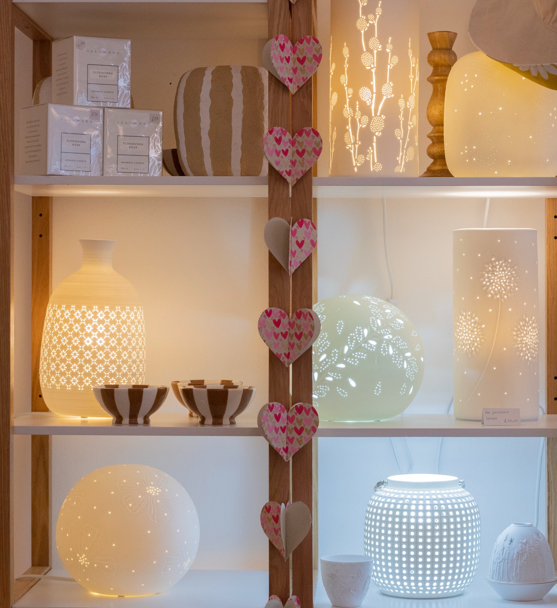 Porcelain lamps with delicate cut-out patterns